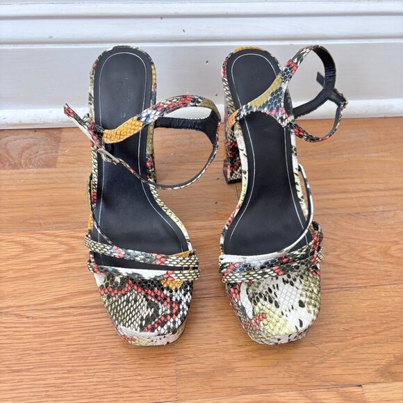 Zara Animal Print Multicolored High Heel Platform Sandals - Picture 6 of 11